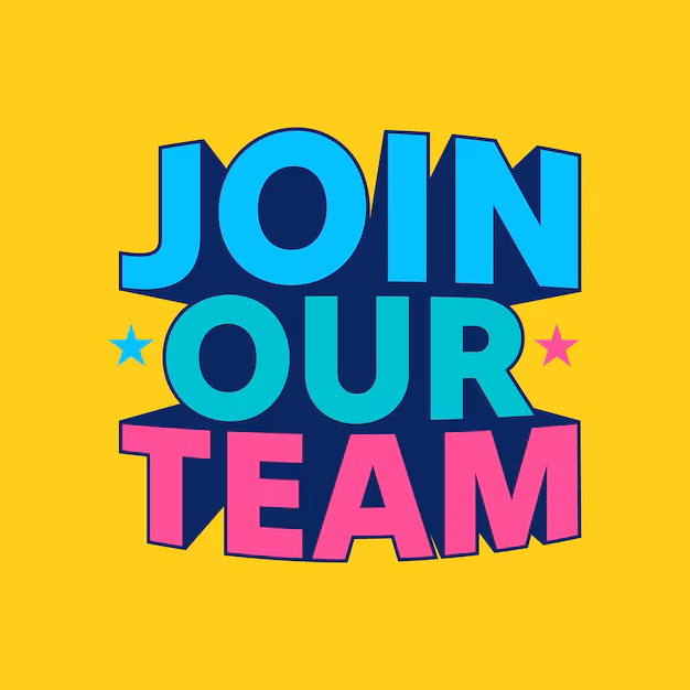 JOIN OUR TEAM - PopStix careers poster in the brand yellow, blue and pink