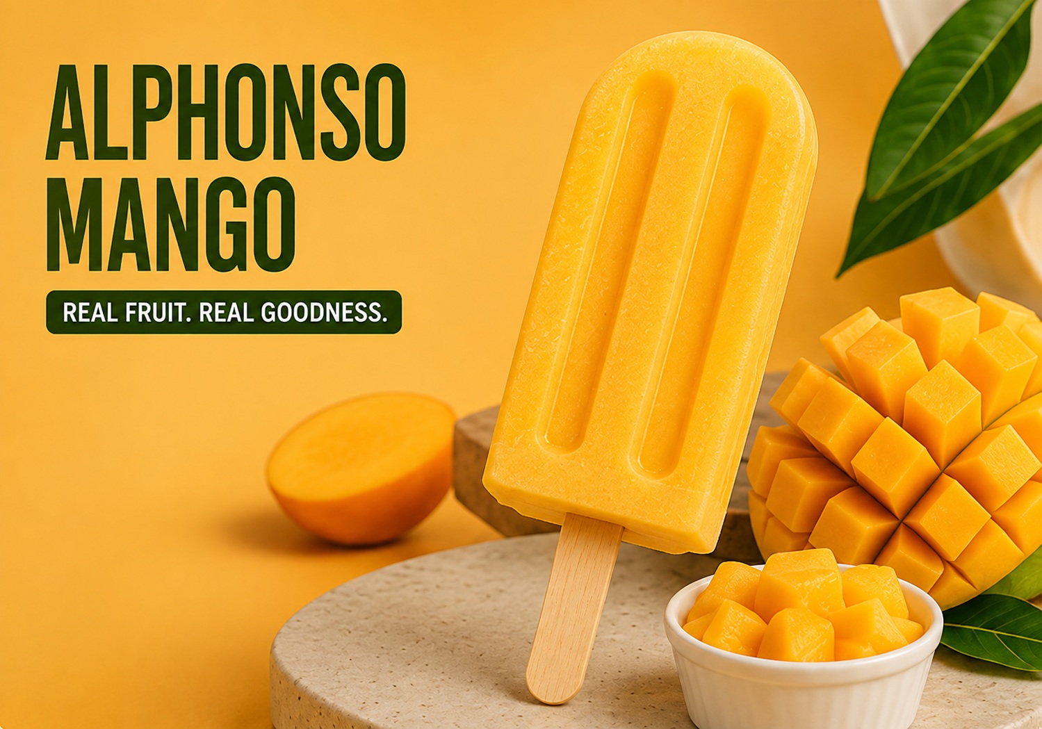 PopStix Alphonso Mango popsicle made with real fruit and pure milk